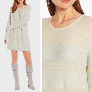 NWT Something Navy Metallic Striped Sweater Dress